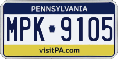 PA license plate MPK9105
