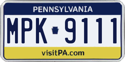 PA license plate MPK9111