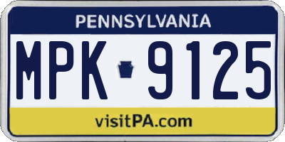 PA license plate MPK9125