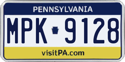 PA license plate MPK9128