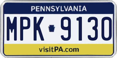 PA license plate MPK9130