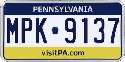 PA license plate MPK9137