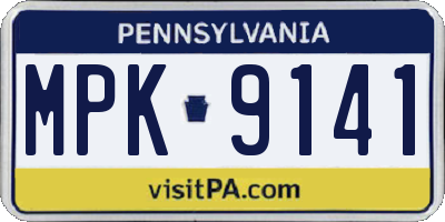 PA license plate MPK9141