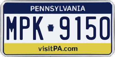 PA license plate MPK9150