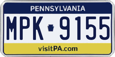 PA license plate MPK9155