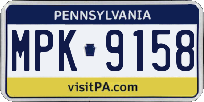 PA license plate MPK9158