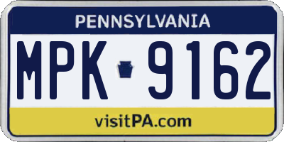 PA license plate MPK9162