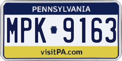 PA license plate MPK9163