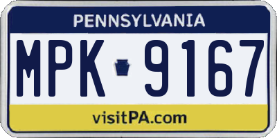 PA license plate MPK9167