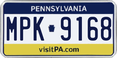 PA license plate MPK9168