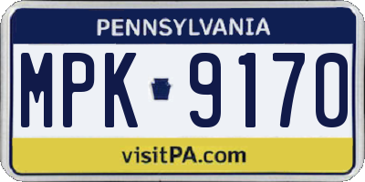 PA license plate MPK9170