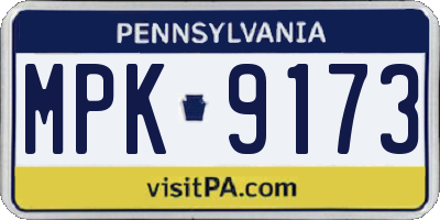 PA license plate MPK9173