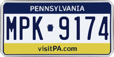 PA license plate MPK9174