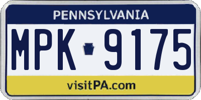 PA license plate MPK9175