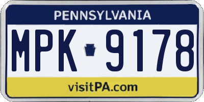 PA license plate MPK9178