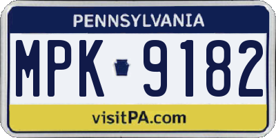 PA license plate MPK9182