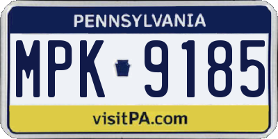 PA license plate MPK9185
