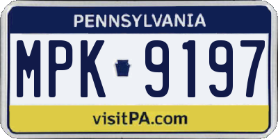 PA license plate MPK9197