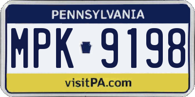 PA license plate MPK9198