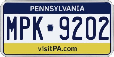 PA license plate MPK9202