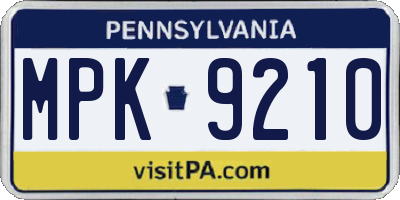 PA license plate MPK9210