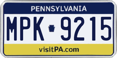 PA license plate MPK9215