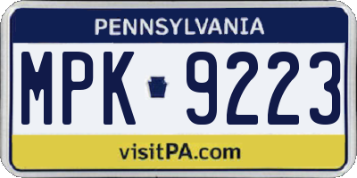 PA license plate MPK9223