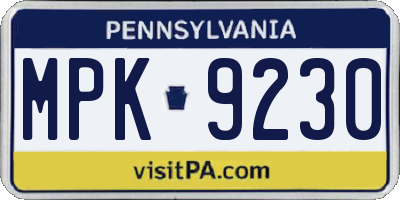 PA license plate MPK9230