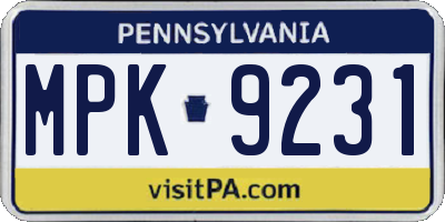 PA license plate MPK9231