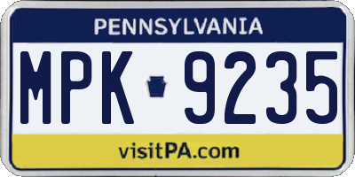 PA license plate MPK9235