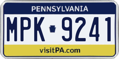 PA license plate MPK9241