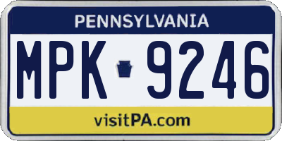 PA license plate MPK9246