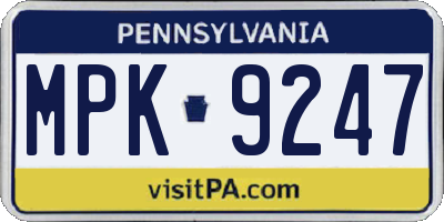 PA license plate MPK9247