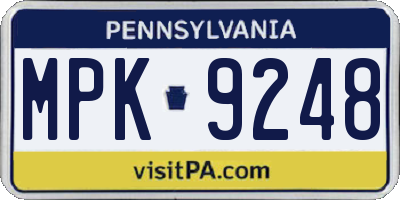 PA license plate MPK9248