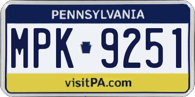 PA license plate MPK9251