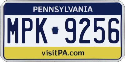 PA license plate MPK9256