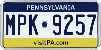 PA license plate MPK9257