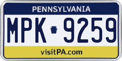 PA license plate MPK9259