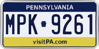 PA license plate MPK9261