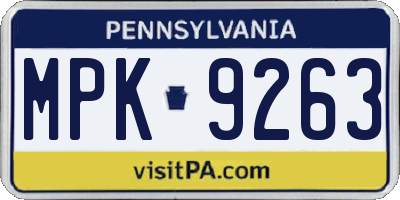PA license plate MPK9263
