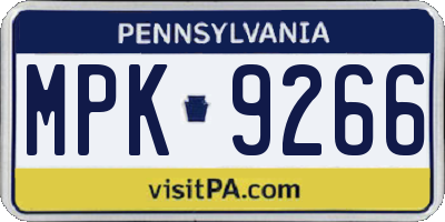 PA license plate MPK9266