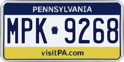 PA license plate MPK9268