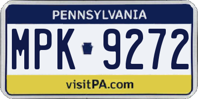 PA license plate MPK9272