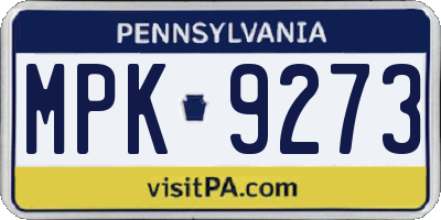 PA license plate MPK9273