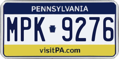 PA license plate MPK9276