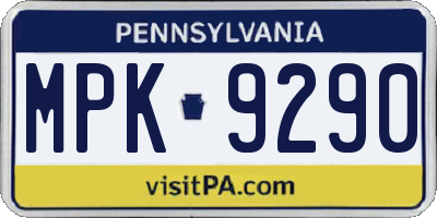 PA license plate MPK9290