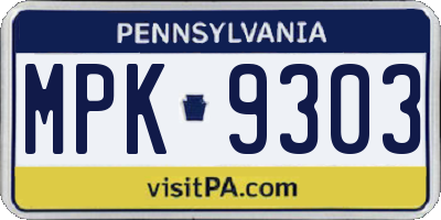 PA license plate MPK9303