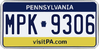 PA license plate MPK9306