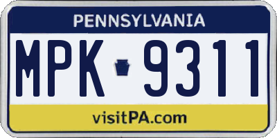 PA license plate MPK9311