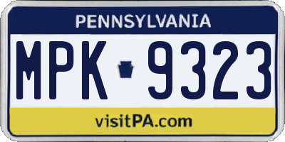 PA license plate MPK9323